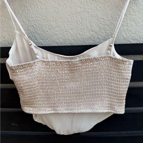 ASTR The Label Satin Drape Neck Corset Top in Champagne | Size Medium - Picture 4 of 5